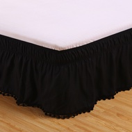 เตียงคู่39*75/เต็ม54*75นิ้วผ้าระบายขอบเตียงสีเข้มยืดหยุ่นพู่ทรงกลมสุดสร้างสรรค์เตียงควีนไซส์60*80/ K