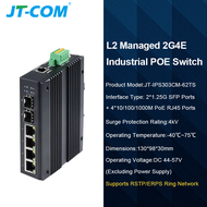 L2อุตสาหกรรม JT-COM มีการจัดการสวิตช์ Gigabit PoE เต็มที่1/2 SFP + 4/8 RJ45การจัดการเว็บรองรับ ERPS