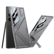 全城熱賣 - 適用於三星 Galaxy S25 Ultra 5G GKK 視界系列機甲風超薄摺疊支架手機殼，不含筆（冷山灰）