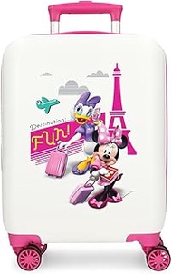 Joumma Disney Minnie & Daisy Paris Cabin Suitcase, White, 33 x 50 x 20 cm, Rigid, ABS, Side Combinat