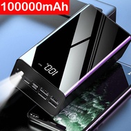 Power Bank 100000 MAh ชาร์จแบบพกพา Poverbank ภายนอกแบตเตอรี่ Charger Powerbank 100000 MAh สำหรับ Xiaomi Mi iPhone Power Bank 80000mAh  Black
