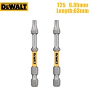 DEWALT Torx 25ดอกสว่านกำลังขับให้ผลกระทบ T25 63มม. ดอกสว่านสลักหกเหลี่ยมความแข็งสูงชุดหัวไขควงแม่เหล