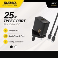 DUDAO 25W Type-C PD Charger + Type-C Cable Set Fast Charging Adapter A27C