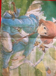 80年代漫畫周刊宮崎駿風之谷漫畫海報（一張）、龍貓彩色封底和內頁（各一張）、再見螢火蟲彩色內頁（一張）和天空之城彩色內頁（一張）
