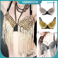 Women's Performance Bra with Rivets & Tassels - Ideal for Nightclub & Stage Shows