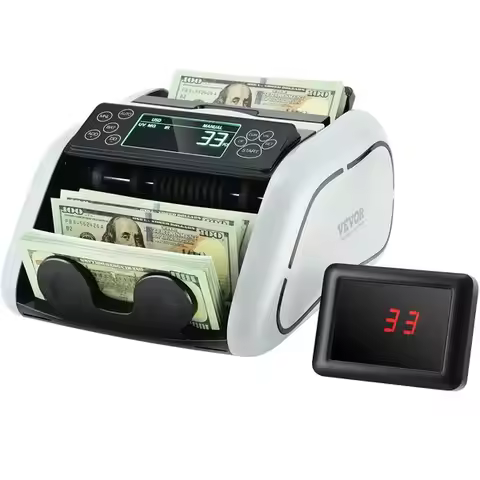 VEVOR Money Counter Machine, Bill Counter with UV, MG, IR and DD Counterfeit Detection, USD & EUR Ca