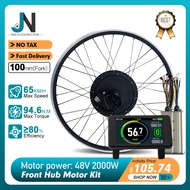 Electric Bicycle Conversion Kit 48V 2000W Front Brushles Gearless Hub Motor Wheel 20-29Inch 700C For