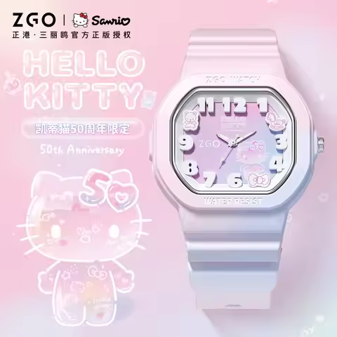 New Zgo Sanrio 50th Anniversary Hellokitty Watch For School Students Waterproof Luminous Quartz Watc