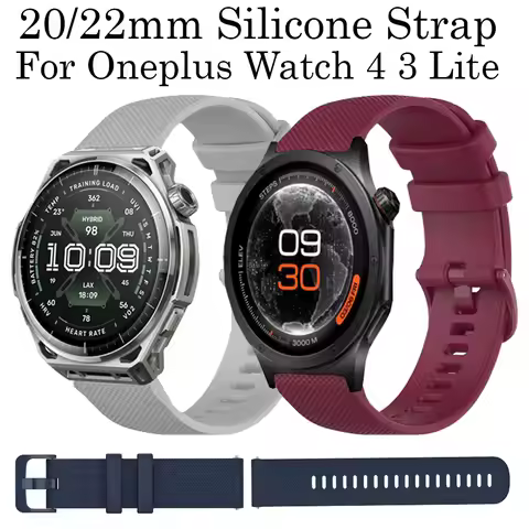 20/22mm Silicone Strap for Oneplus Watch 4 3 2 2R Lite Comfortable Wristband for OPPO Wacth S X3 X2 