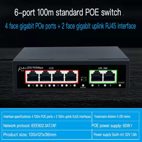 POE switch 4-port 5/6/8/16/24 port 100Mbps Gigabit 48V standard power supply monitoring compatible w