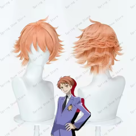 Ouran High School Host Club Kaoru Hikaru Hitachiin Cosplay Costume Hair Short Orange Styled Hallowee