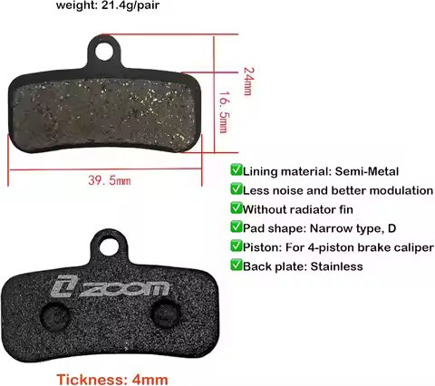 1 Pair 4 Piston Hydraulic Bicycle Brake Pads for ZOOM HB876 SHIMANO D02S XT M9020 M8020 Saint M640 M