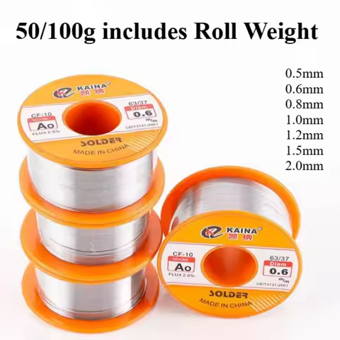 100g/50g 0.5mm-2mm No-clean Rosin Core Solder Tin Wire Reel 63/37 CF-10 With 2% Flux And Low Melting