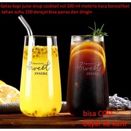 - aqua Gelas kopi juice sirup cocktail vol 500 ml materia kaca borosilikat tahan suhu 150 derajat bi