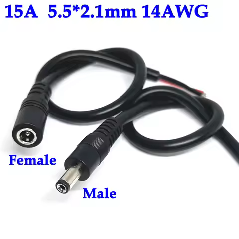 DC 12V 15A Power Extension Cable 2.1*5.5mm 14AWG Connector Male To Female For CCTV Security Camera B