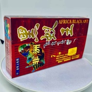 Produk Kapsul Semut Afrika Black Ant isi 9 sachet dengan kemasan merah berwarna emas dan hitam menam