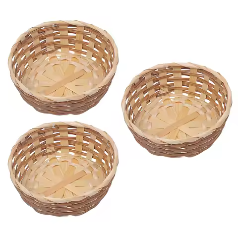 3Pcs Bamboo Basket Fruit Container Woven Tray Snack Storage Baskets Home ganization Pantry Accessori