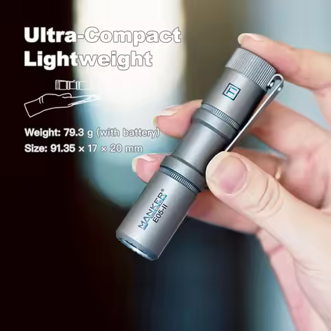 MANKER E05 II (High CRI Version, 4000K, R9080) Compact EDC Flashlight, 519A LED 1300 Lumens, 14500 o