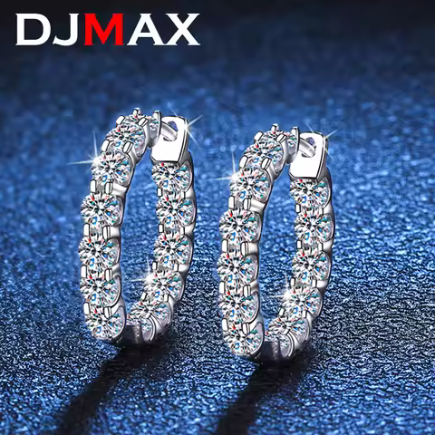 DJMAX 925 Silver Plate Pt950 Inlaid D Color 2.4 Carat a Pair Moissanite Stud Bull Head Earring Fine 