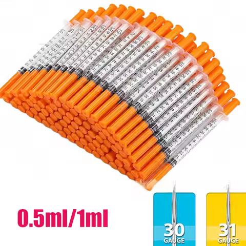 20/50/100pcs 1ml 0.5ml 30G 31G Pet Animal Dog Cat Disposable Syringe Plastic Veterinary Syringe With