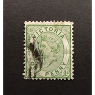 G733 Victoria QV 1875 Scott 132 1d Green Wmk 70 "V and Crown" Rare Stamp Used
