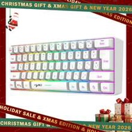 Wireless Gaming Keyboard, 61 Keys BT 5.0 + 2.4G Dual-Mode Wireless Rainbow Backlit Ergonomic Ultra-C