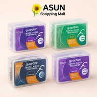 1 Box of Guardian Dental Floss Pick 50 Mint Flavor, Activated Carbon New Improved Model