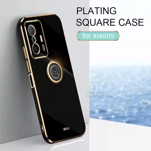 Luxury Plating Bumper Ring Holder Phone Case For Xiaomi Mi 11t Pro 11 T Silicone Stand Cover On Xiom