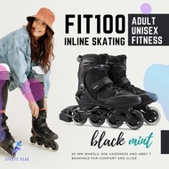 OXELO รองเท้าอินไลน์สเก็ต เพื่อการออกกำลังกายรุ่นFIT100 (สีดำ/เขียวมิ้นต์) (Adult Unisex Inline Fitn