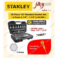 STANLEY Original 26-Pcs 1/2" 6 Point Drive Socket Set (1/4"-1-1/4") IMP 45-509 4550 Spanner Box Set