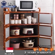 TK RUNZE Kitchen Cabinet Storage Cabinet Cupboard Stainless Steel Household Economical Wooden Grain Simple JP