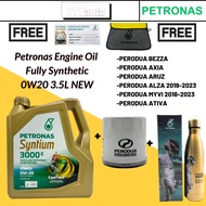 ORIGINAL PETRONAS SYNTIUM 3000 E FULLY SYNTHETIC ENGINE OIL 0W20 (3.5L) + PERODUA AXIA / BEZZA / MYV