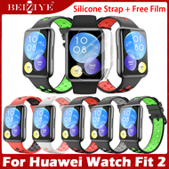 Soft Silicone สายนาฬิกา For Huawei watch fit 2 สาย Smartwatch Sports Watchband Rubber สายนาฬิกา Bracelet Huawei fit 2 สาย Silicone band smart watch Huawei fit2 สาย free screen protector