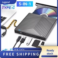 5-in-1 USB 3.0ชนิด C External DVD RW CD Drive เครื่องเขียนอ่านออปติคอลไดรฟ์ภายนอกสำหรับพีซีแล็ปท็อป 