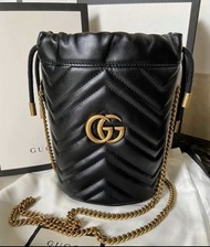 全新正貨 Gucci GG Marmont mini bucket bag 古馳黑色皮革迷你水桶｜575163-DTDRT-1000有盒有塵袋 包全球保養護理