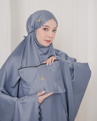 Mukena Lasercut Daily Travelling 2in1 resleting satin velvet silk premium