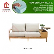 FRASER Solid wood 3 seater sofa/Storage Solid Rubber Wood/3Seater Muji Wood Sofa/Sofa Storage/Washab
