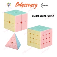 Educational Magic Speed Cube Set – Pastel 2x2 4x4 Pyramid Brain Teaser Puzzle for Kids