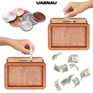 UAENAU Piggy Bank, Handmade Wooden Money Box, Crafts with Saving Money Goals Counter Reusable Money 