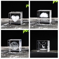 FAKEME 3D Crystal Cube Paperweight Etched Weather Sign Cube Figurines Ornaments