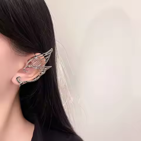 Sweet Antique Gold Color Elf Ear Clip Korean Style Alloy Single Side Earrings Jewelry Accessories Ea