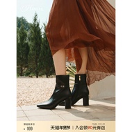 73hours Women's Shoes Bializ 2025 Winter New Style Pointed Toe Slimmer Look Increased Height Thick H
