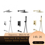 NEW Exclusive for Cross-Border Concealed Wall-Mounted Shower Head Set Stainless Steel Black Gold Square Bathroom Showe