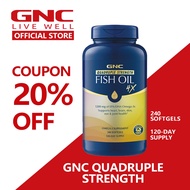 Gnc QUADRUPLE Strength Fish Oil 240 Softgels Omega3 Supplement Omega-3s Supports heart brain skin ey