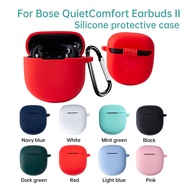 Earbuds Carrying Case for Bose QuietComfort Earbuds II Silicone Protective Case Cover Shockproof with Hook