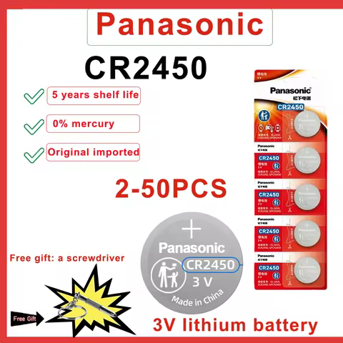 2-50PCS Panasonic CR2450 Battery 3V Lithium Button Cell 700mAh CR 2450 5029LC DL2450 BR2450 Cell Coi