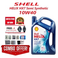 FREE GIFT WATCH ( With Oil Filter ) Shell Helix HX7 10W40 SN PLUS Semi Synthetic Engine Oil (4L) 10W-40