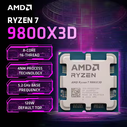 AMD Ryzen 7 9800X3D 100% Brand New AMD R7 9800X3D Max Boost 5.2GHz 8-Core 12-Thread 64MB Cache AM5 w