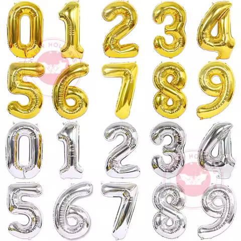 0-9 Number Balloon Aluminum Film Ballon 40inch Super Large Globos Silver Green Rose Gold Gradient Al