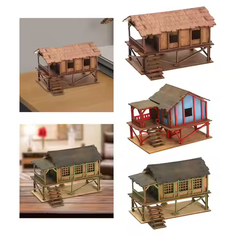 1/72 Models DIY Wooden House Assemble DIY Crafts Miniature House Handmade Buiilding Model Architectu
